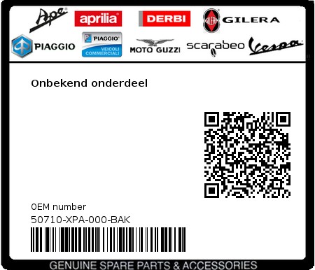 Product image: Sym - 50710-XPA-000-BAK - Onbekend onderdeel 