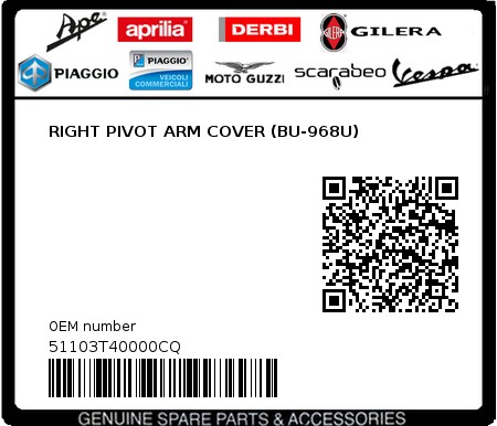Product image: Sym - 51103T40000CQ - RIGHT PIVOT ARM COVER (BU-968U)  0