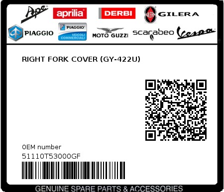 Product image: Sym - 51110T53000GF - RIGHT FORK COVER (GY-422U)  0