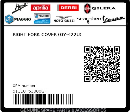 Product image: Sym - 51110T53000GF - RIGHT FORK COVER (GY-422U) 