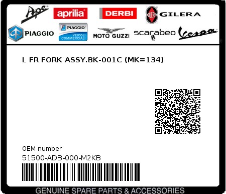 Product image: Sym - 51500-ADB-000-M2KB - L FR FORK ASSY.BK-001C (MK=134)  0