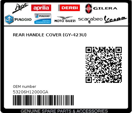 Product image: Sym - 53206H12000GA - REAR HANDLE COVER (GY-423U)  0