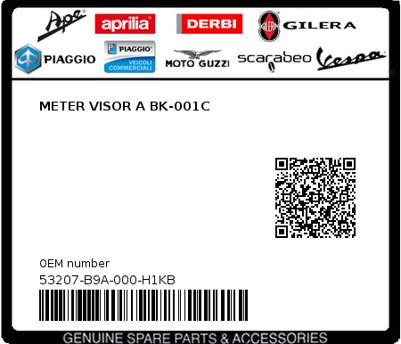 Product image: Sym - 53207-B9A-000-H1KB - METER VISOR A BK-001C  0