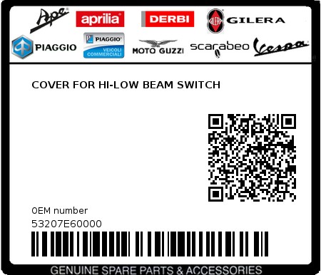 Product image: Sym - 53207E60000 - COVER FOR HI-LOW BEAM SWITCH 