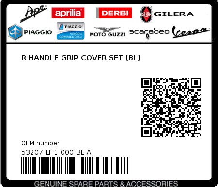 Product image: Sym - 53207-LH1-000-BL-A - R HANDLE GRIP COVER SET (BL) 