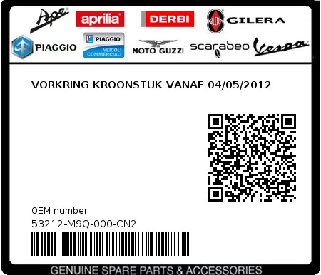 Product image: Sym - 53212-M9Q-000-CN2 - VORKRING KROONSTUK VANAF 04/05/2012  0