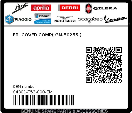 Product image: Sym - 64301-T53-000-EM - FR. COVER COMP( GN-5025S )  0