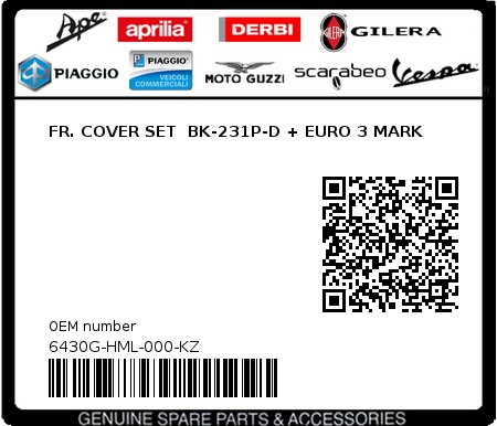 Product image: Sym - 6430G-HML-000-KZ - FR. COVER SET  BK-231P-D + EURO 3 MARK 