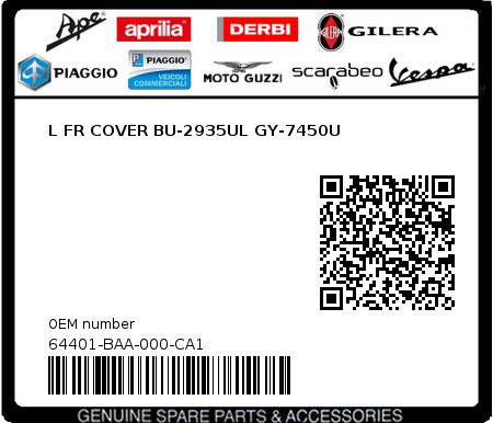 Product image: Sym - 64401-BAA-000-CA1 - L FR COVER BU-2935U 