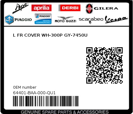 Product image: Sym - 64401-BAA-000-QU1 - L FR COVER WH-300P 