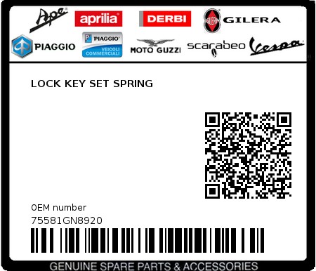 Product image: Sym - 75581GN8920 - LOCK KEY SET SPRING 