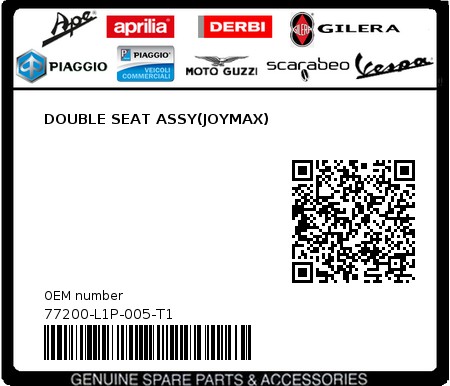 Product image: Sym - 77200-L1P-005-T1 - DOUBLE SEAT ASSY(JOYMAX)  0
