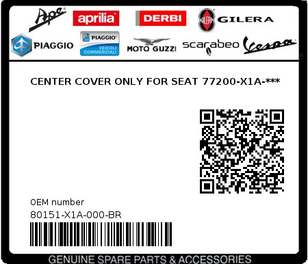 Product image: Sym - 80151-X1A-000-BR - CENTER COVER ONLY FOR SEAT 77200-X1A-***  0