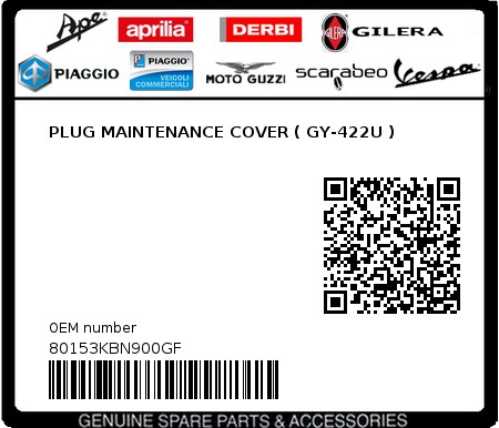 Product image: Sym - 80153KBN900GF - PLUG MAINTENANCE COVER ( GY-422U )  0