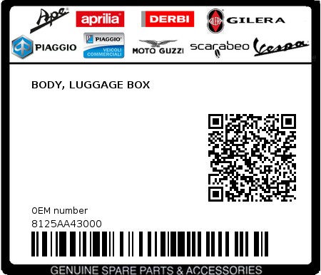 Product image: Sym - 8125AA43000 - BODY, LUGGAGE BOX 