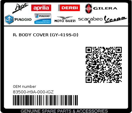 Product image: Sym - 83500-H9A-000-IGZ - R. BODY COVER (GY-419S-D)  0