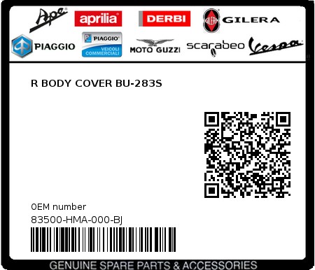 Product image: Sym - 83500-HMA-000-BJ - R BODY COVER BU-283S  0