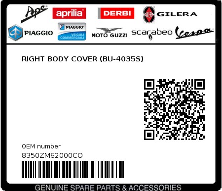 Product image: Sym - 8350ZM62000CO - RIGHT BODY COVER (BU-4035S)  0