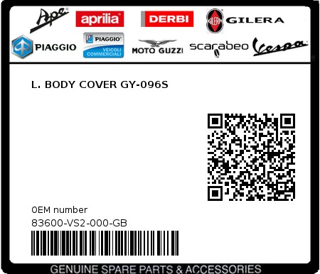 Product image: Sym - 83600-VS2-000-GB - L. BODY COVER GY-096S  0