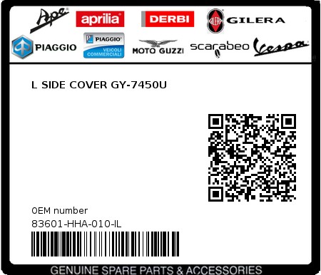 Product image: Sym - 83601-HHA-010-IL - L SIDE COVER GY-7450U  0