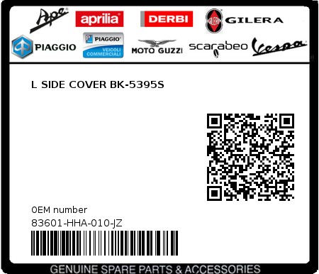 Product image: Sym - 83601-HHA-010-JZ - L SIDE COVER BK-5395S  0