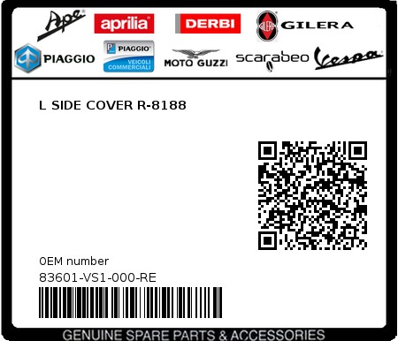 Product image: Sym - 83601-VS1-000-RE - L SIDE COVER R-8188  0