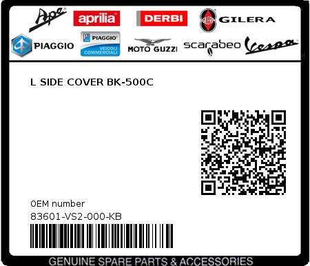 Product image: Sym - 83601-VS2-000-KB - L SIDE COVER BK-500C 