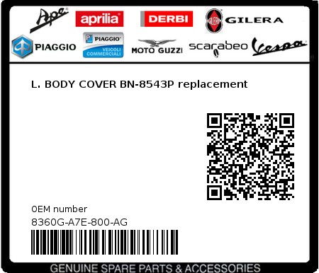 Product image: Sym - 8360G-A7E-800-AG - L. BODY COVER BN-8543P replacement  0