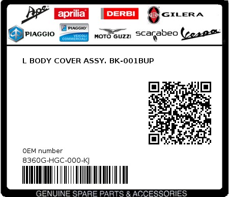 Product image: Sym - 8360G-HGC-000-KJ - L BODY COVER ASSY. BK-001BUP  0