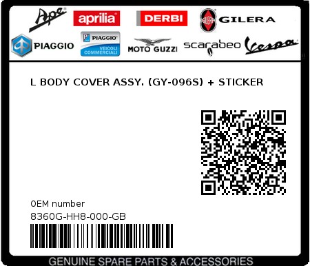 Product image: Sym - 8360G-HH8-000-GB - L BODY COVER ASSY. (GY-096S) + STICKER  0