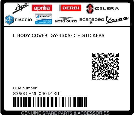 Product image: Sym - 8360G-HML-000-IZ-KIT - L BODY COVER  GY-430S-D + STICKERS  0