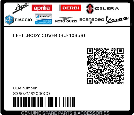 Product image: Sym - 8360ZM62000CO - LEFT .BODY COVER (BU-4035S)  0