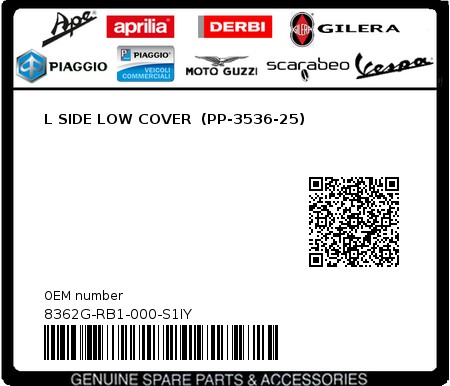 Product image: Sym - 8362G-RB1-000-S1IY - L SIDE LOW COVER  (PP-3536-25) 