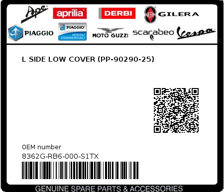 Product image: Sym - 8362G-RB6-000-S1TX - L SIDE LOW COVER (PP-90290-25)  0