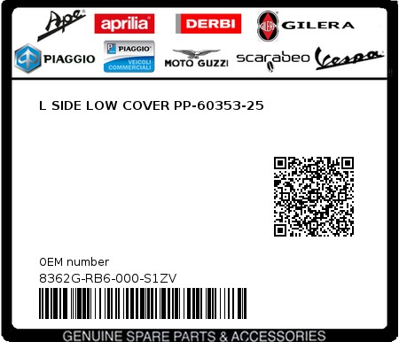 Product image: Sym - 8362G-RB6-000-S1ZV - L SIDE LOW COVER PP-60353-25  0