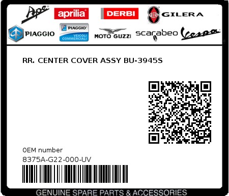 Product image: Sym - 8375A-G22-000-UV - RR. CENTER COVER ASSY BU-3945S  0
