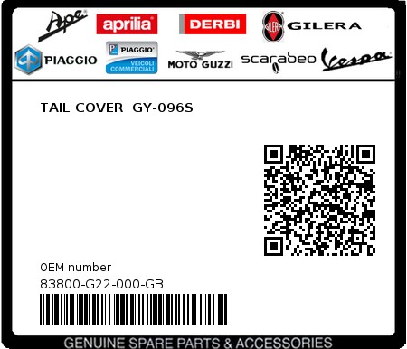 Product image: Sym - 83800-G22-000-GB - TAIL COVER  GY-096S  0