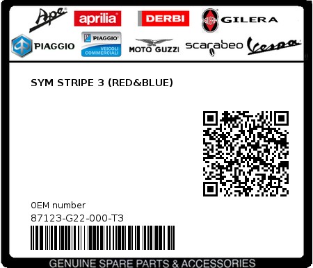 Product image: Sym - 87123-G22-000-T3 - SYM STRIPE 3 (RED&BLUE)  0