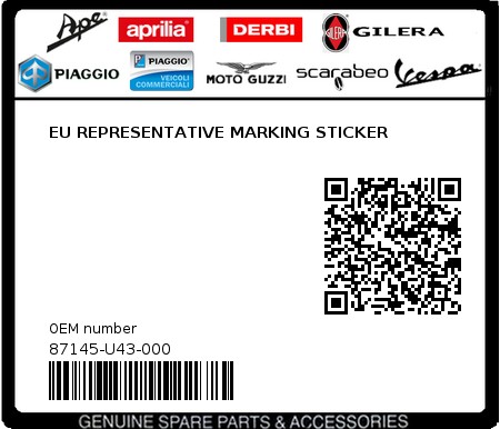 Product image: Sym - 87145-U43-000 - EU REPRESENTATIVE MARKING STICKER  0