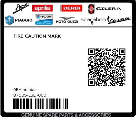 Product image: Sym - 87505-L3D-000 - TIRE CAUTION MARK 