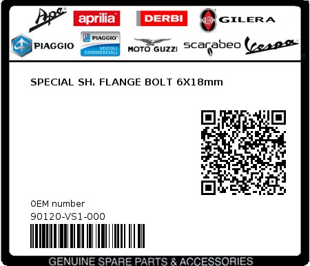Product image: Sym - 90120-VS1-000 - SPECIAL SH. FLANGE BOLT 6X18mm  0