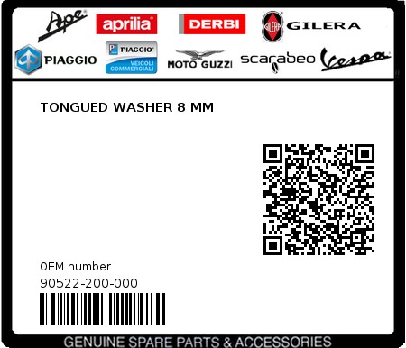Product image: Sym - 90522-200-000 - TONGUED WASHER 8 MM  0