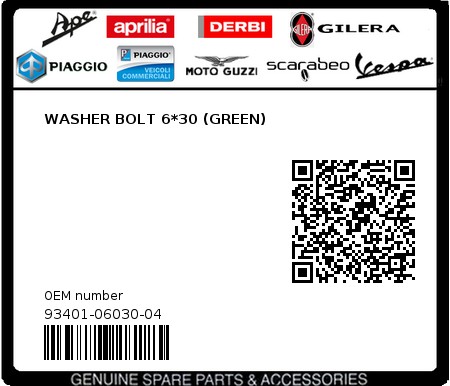 Product image: Sym - 93401-06030-04 - WASHER BOLT 6*30 (GREEN)  0