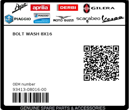 Product image: Sym - 93413-08016-00 - BOLT WASH 8X16 