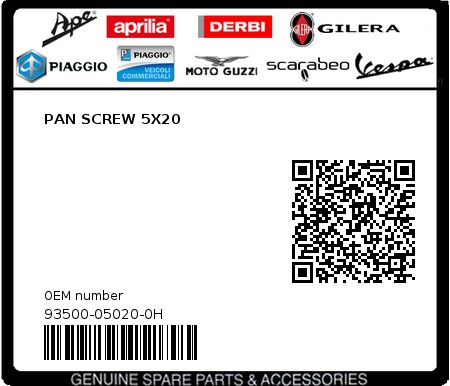 Product image: Sym - 93500-05020-0H - PAN SCREW 5X20  0