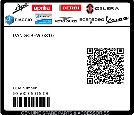 Product image: Sym - 93500-06016-08 - PAN SCREW 6X16  0