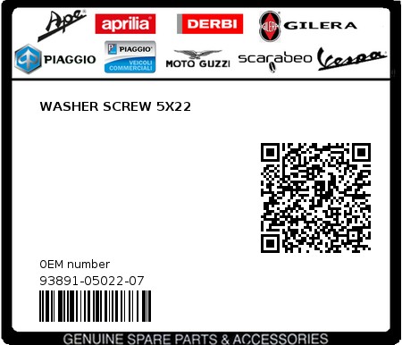 Product image: Sym - 93891-05022-07 - WASHER SCREW 5X22  0