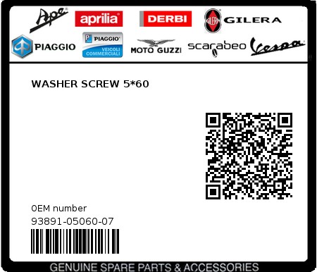 Product image: Sym - 93891-05060-07 - WASHER SCREW 5*60  0