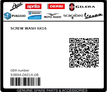 Product image: Sym - 93894-06016-08 - SCREW WASH 6X16  0