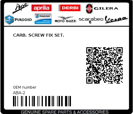 Product image: Sym - ABA-2 - CARB. SCREW FIX SET.  0
